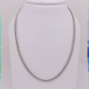 NEW — Solid Sterling Silver w/ Rhodium Plating Miami Cuban Chain (4mm)